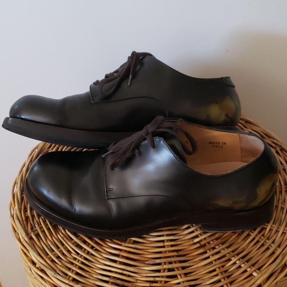 Antonio Maurizi Black Leather Derby Shoe w/ Camo Size 8.5 - Picture 3 of 12